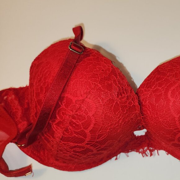 Victoria's Secret Dream Angels Red Lace Underwire Push Up Bra Women Size 34C - Picture 9 of 12